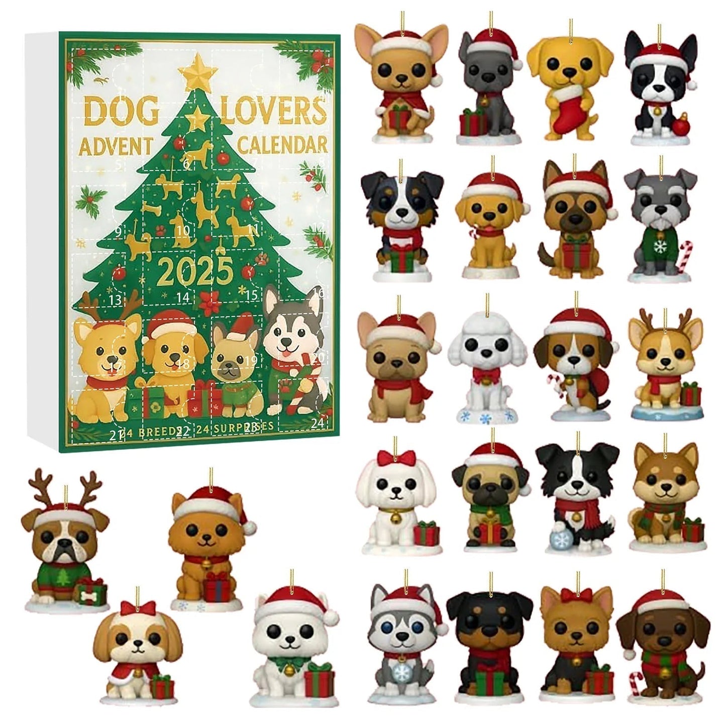 Calendrier de l'Avent Ludique pour Enfants avec 24 Surprises Chien Adorables - Foivo
