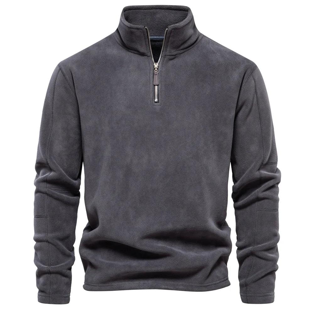 Pull Over Homme Fleece Décontracté Col Rabattu Manches Longues 8