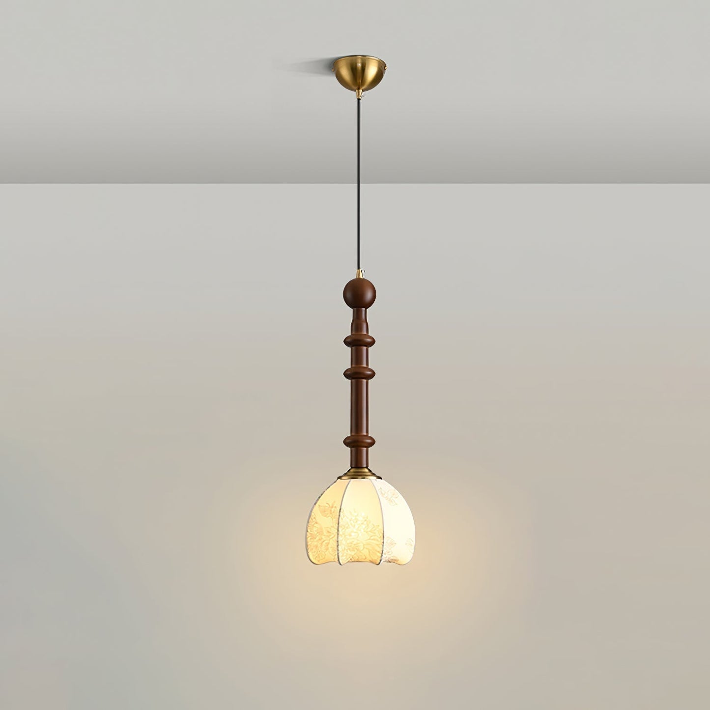 Lampe Suspendue Élégante en Bois et Métal avec LED