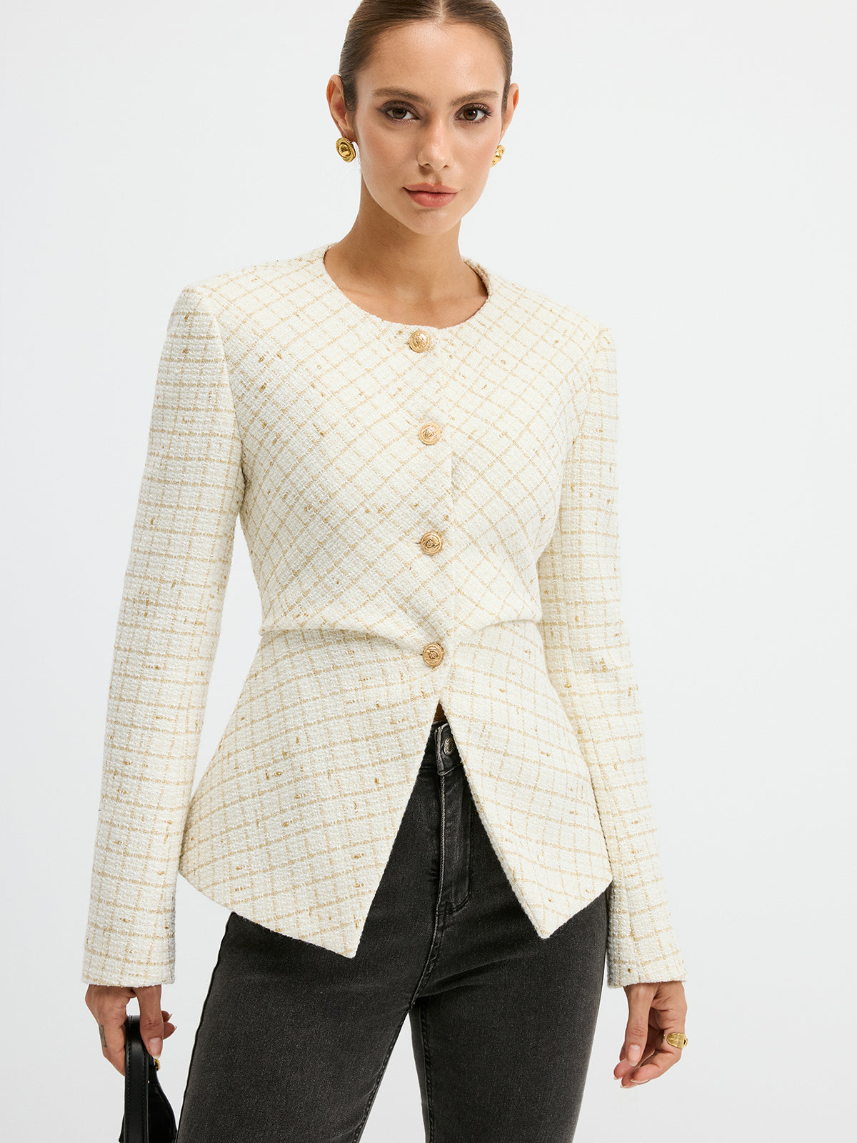 Veste Tweed Classique Taille Parfaite - Foivo