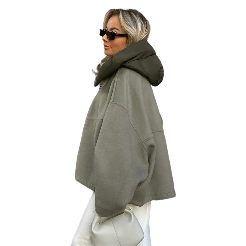 Veste en duvet courte chic avec capuche démontable - BlxckFR