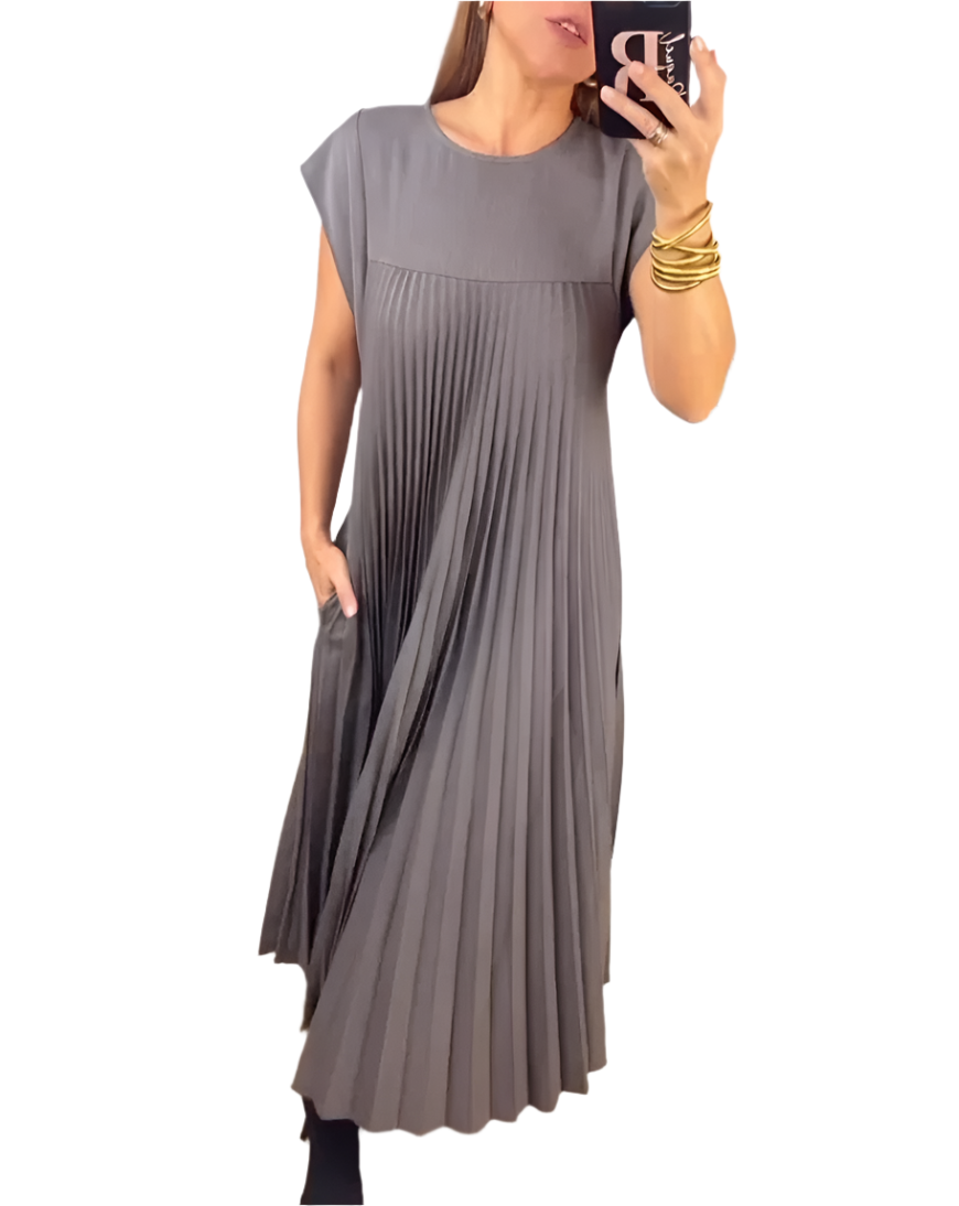 Robe Femme Chic avec Jupe Plissée Élégante