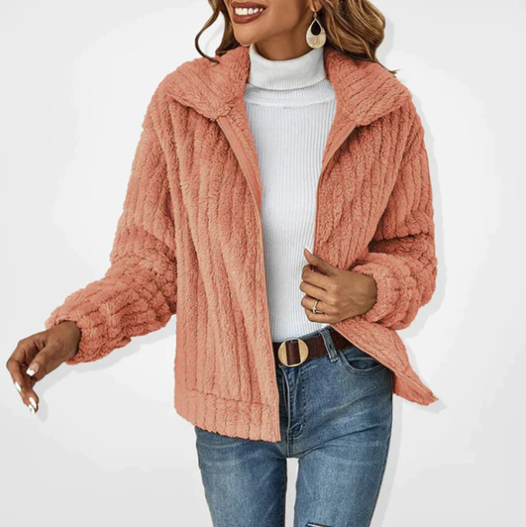 Veste polaire douce en faux fourrure marron