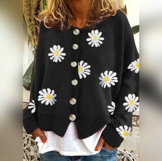 Cardigan en maille Fleur Décontracté