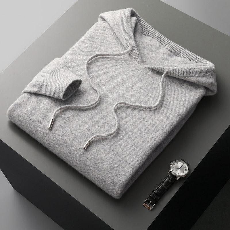 Pull à Capuche Homme Laine Mérinos Doux