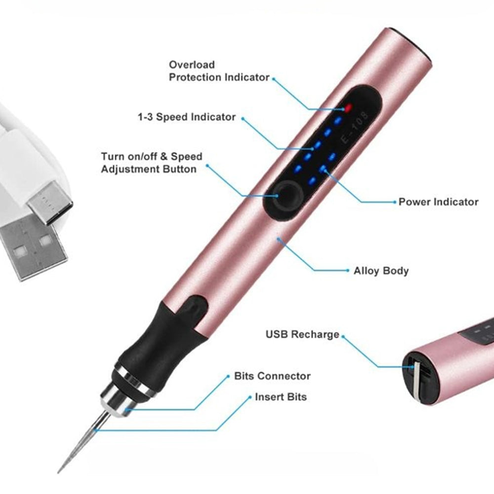 Stylo Graveur Électrique Rechargeable Précis avec Vitesse Réglable 8