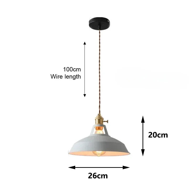 Suspension lumineuse industrielle colorée – Lampe à suspendre style vintage pour cuisine, salon ou salle à manger-lumière-Gris-Seul-Oslo France