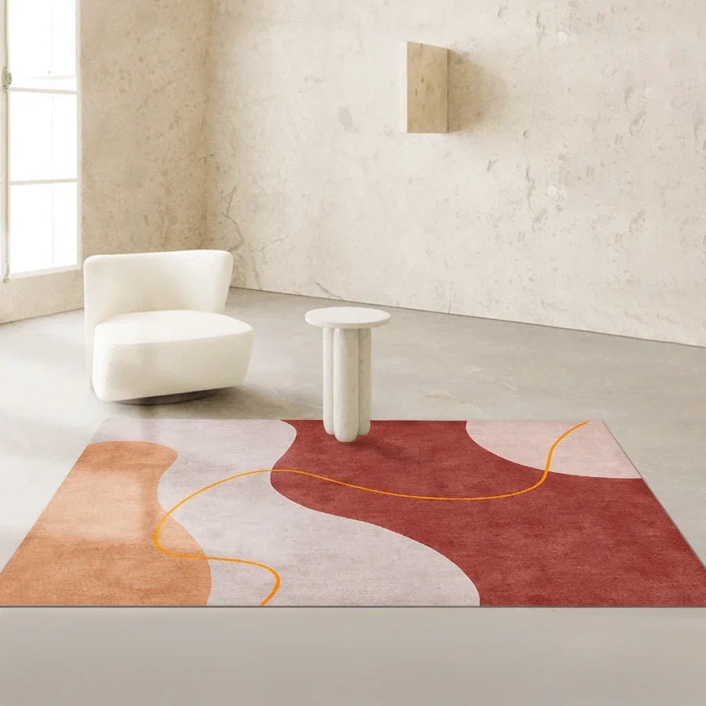 Tapis Salon Unisexe Polyester Doux Motif Géométrique