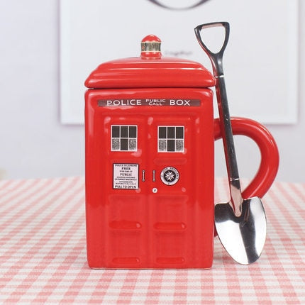 Tasse en Céramique Inspirée de la Boîte de Police avec Cuillère Assortie 8