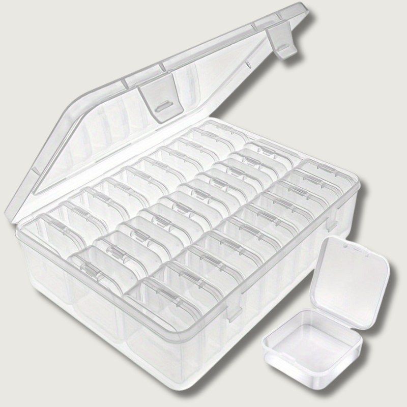 Boîtes de Rangement en Verre Transparent pour Perles | Set de 30 Compartiments - Foivo
