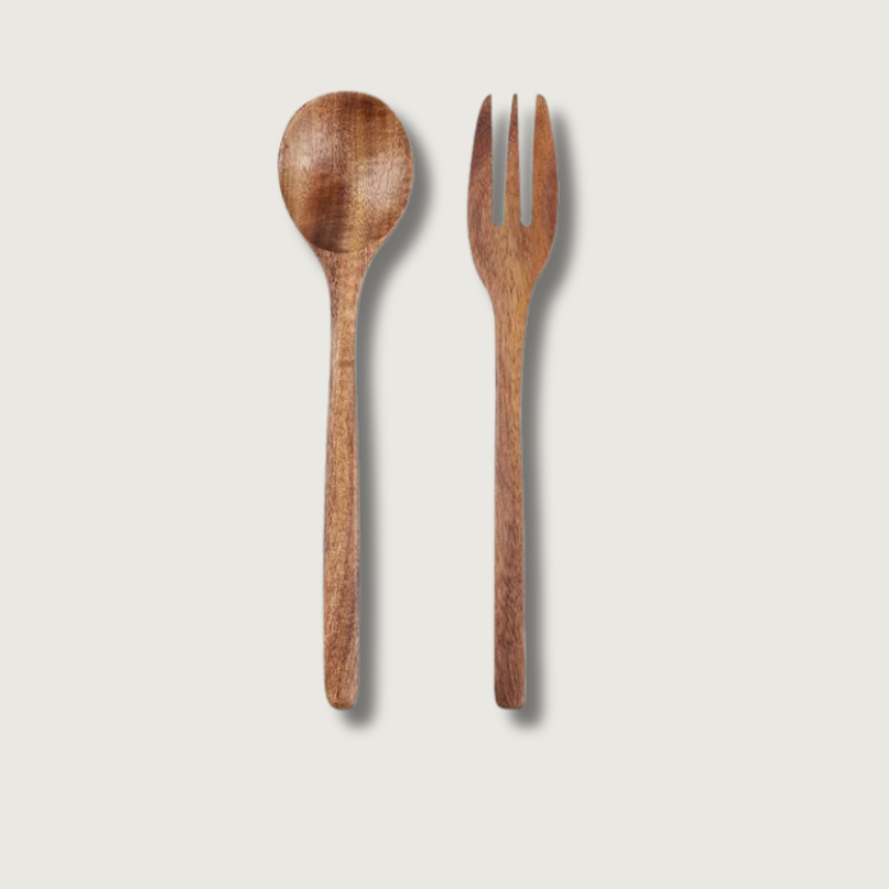 Cuillère et Fourchette en Bois Blond | Chic et Écologique pour la Table - Foivo