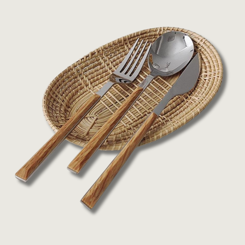 Couverts Design en Inox avec Manches en Bois - Foivo