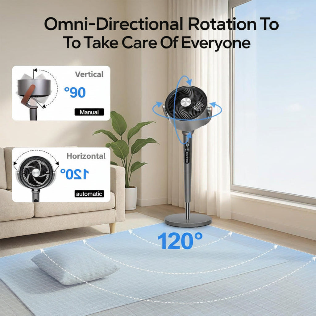 Ventilateur sur pied unisexe avec contrôle intelligent et hauteur ajustable 3