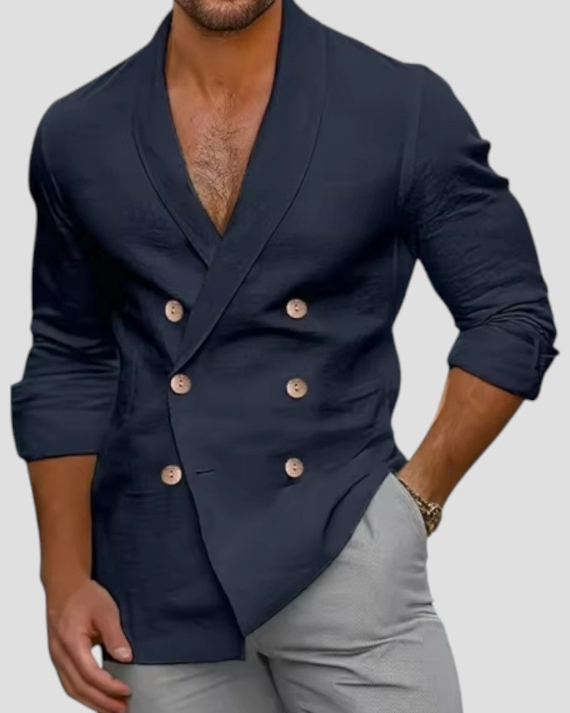 Veste pour hommes à double boutonnage et col en V 2