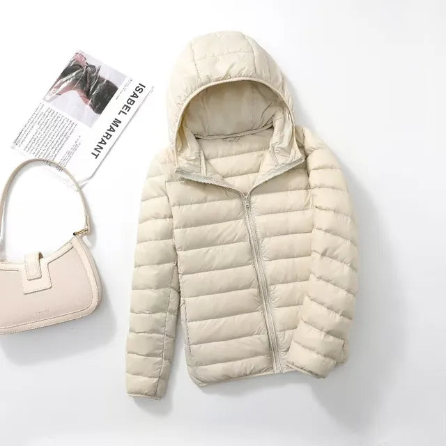 Manteau Duvet Léger et Compact avec Capuche Polaire