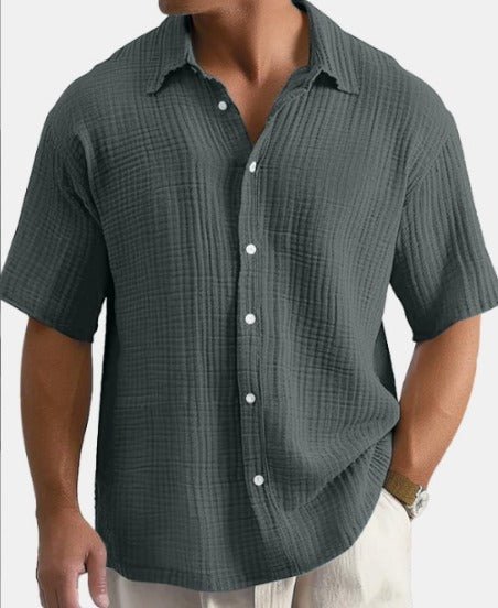 Gavin | Elevated Casual Olive Waffle Shirt