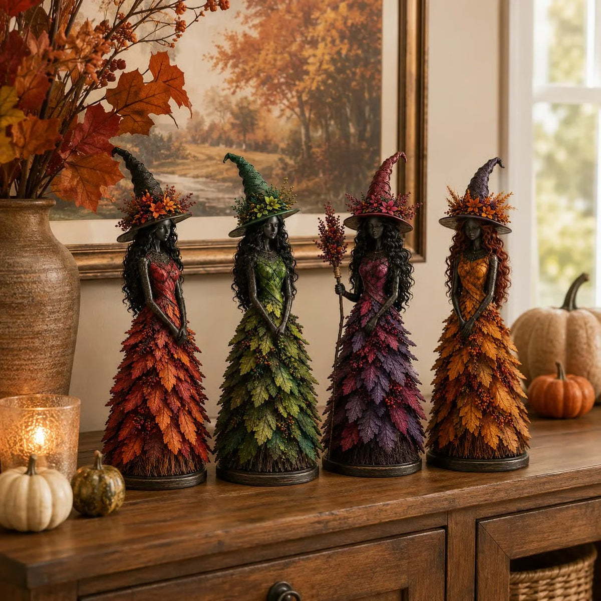Figurine Sorcière Artisanale Automne Décorative