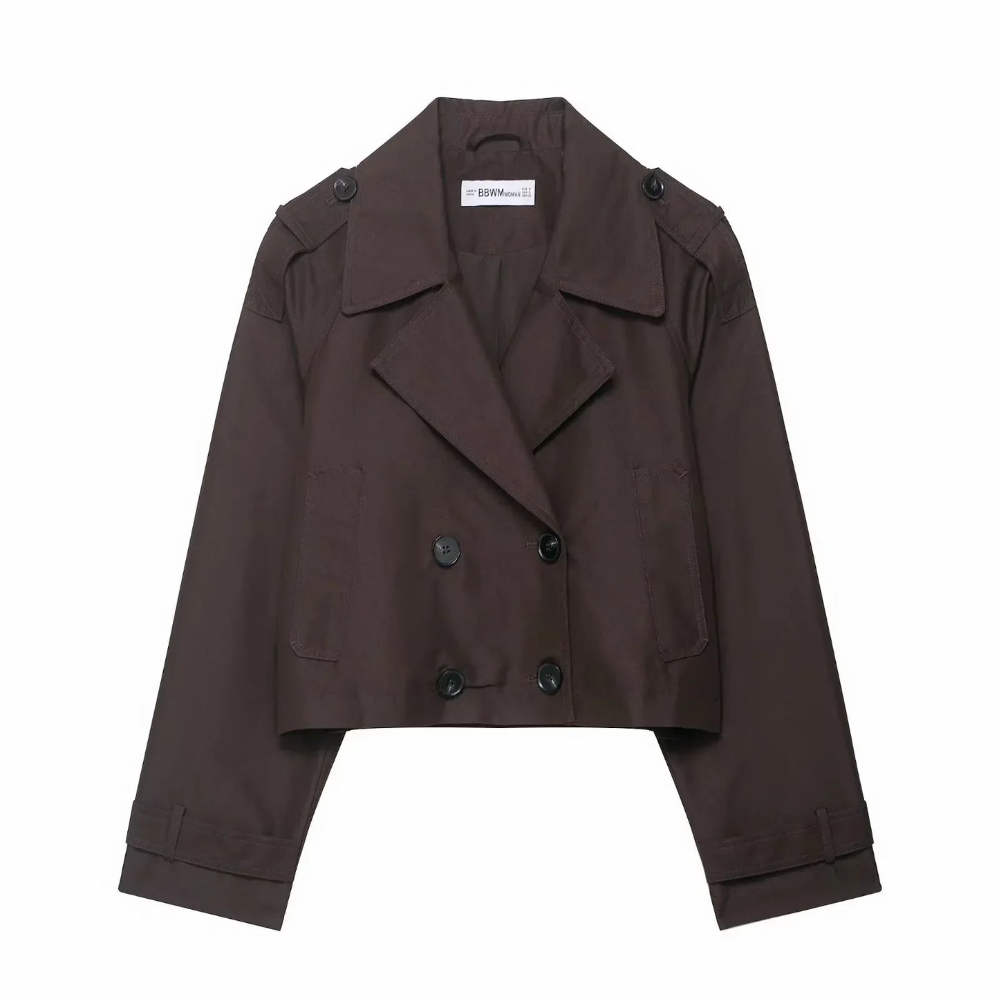 Manteau Court Élégant Femme avec Poches - Trench Hiver Chic