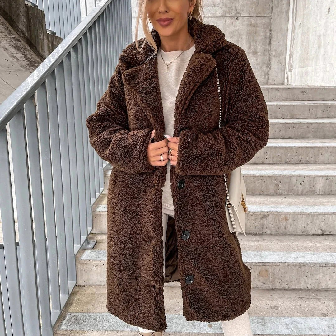 Manteau Hiver Douillet en Fausse Fourrure Élégant