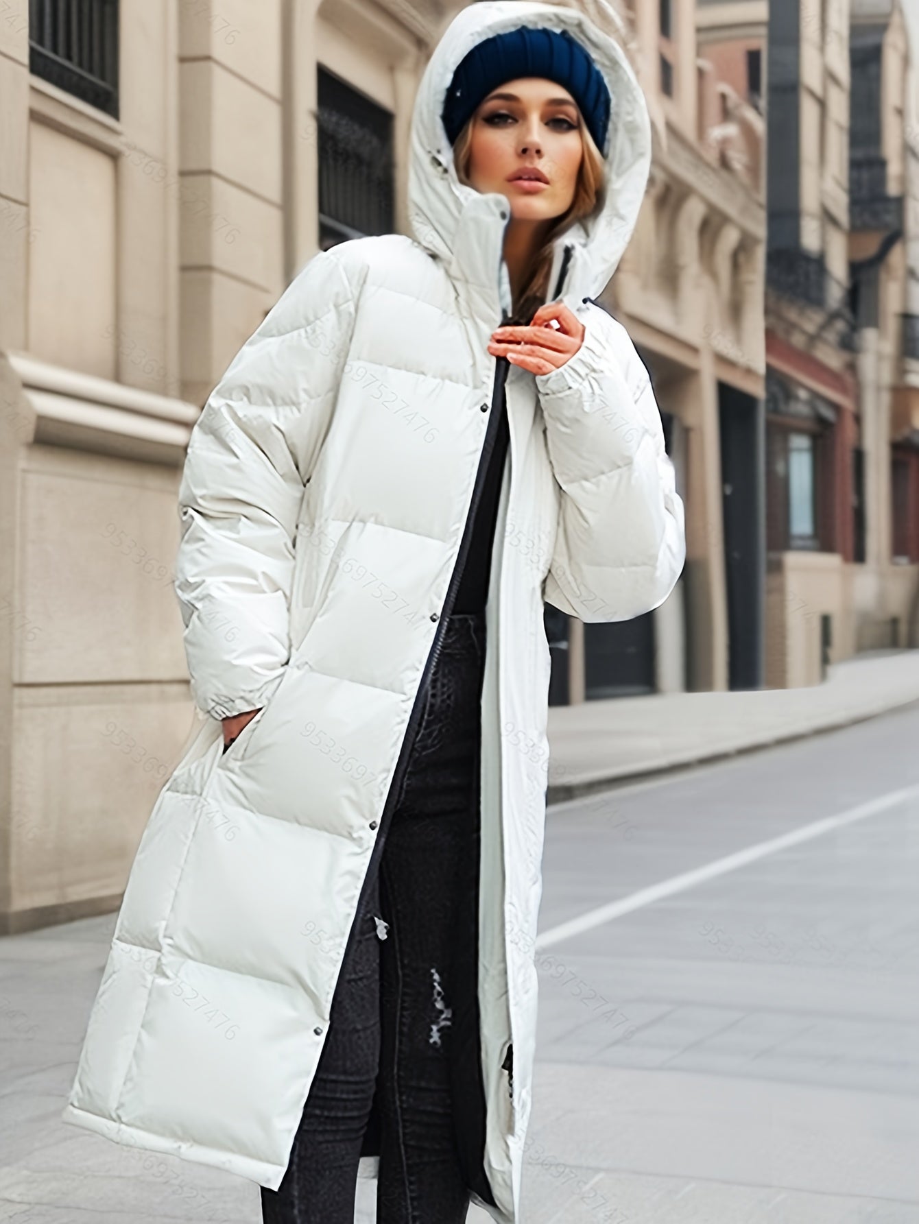 Manteau Femme Hiver Long et Élégant avec Capuchon