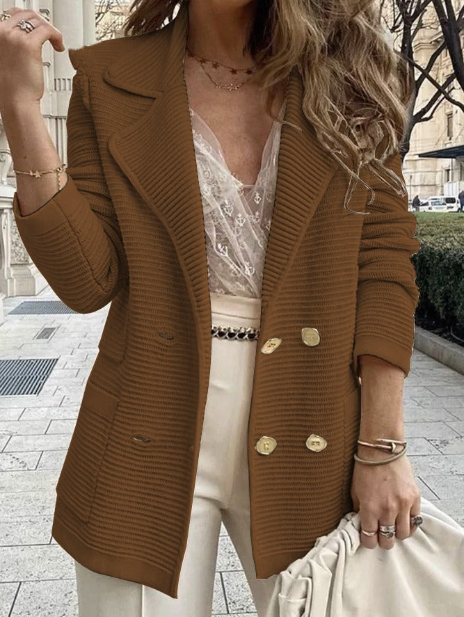 Veste Femme Chic à Fermeture Double | Coton Structuré et Col Tailleur