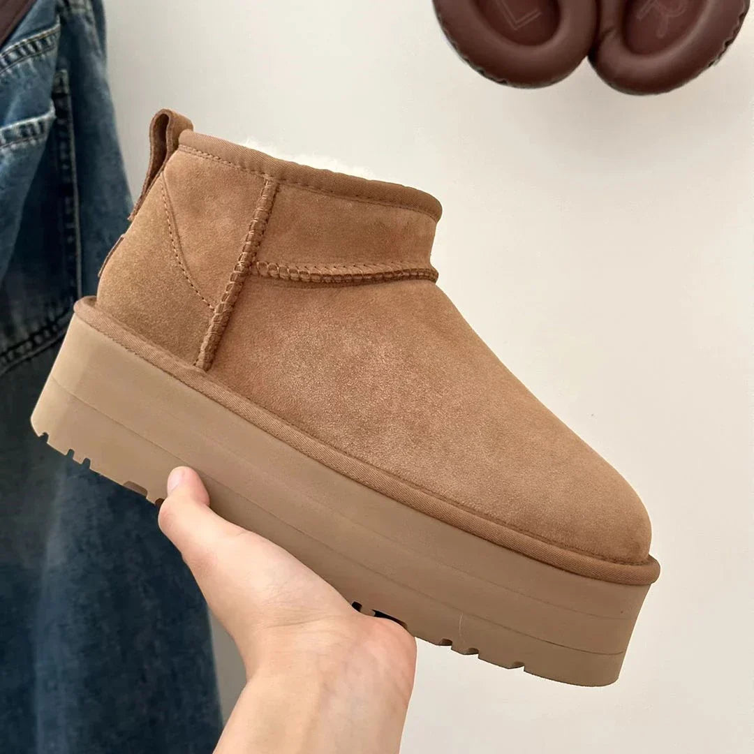 Bottes Courtes Femmes Marron Doublure Fourrure Chaude - Foivo
