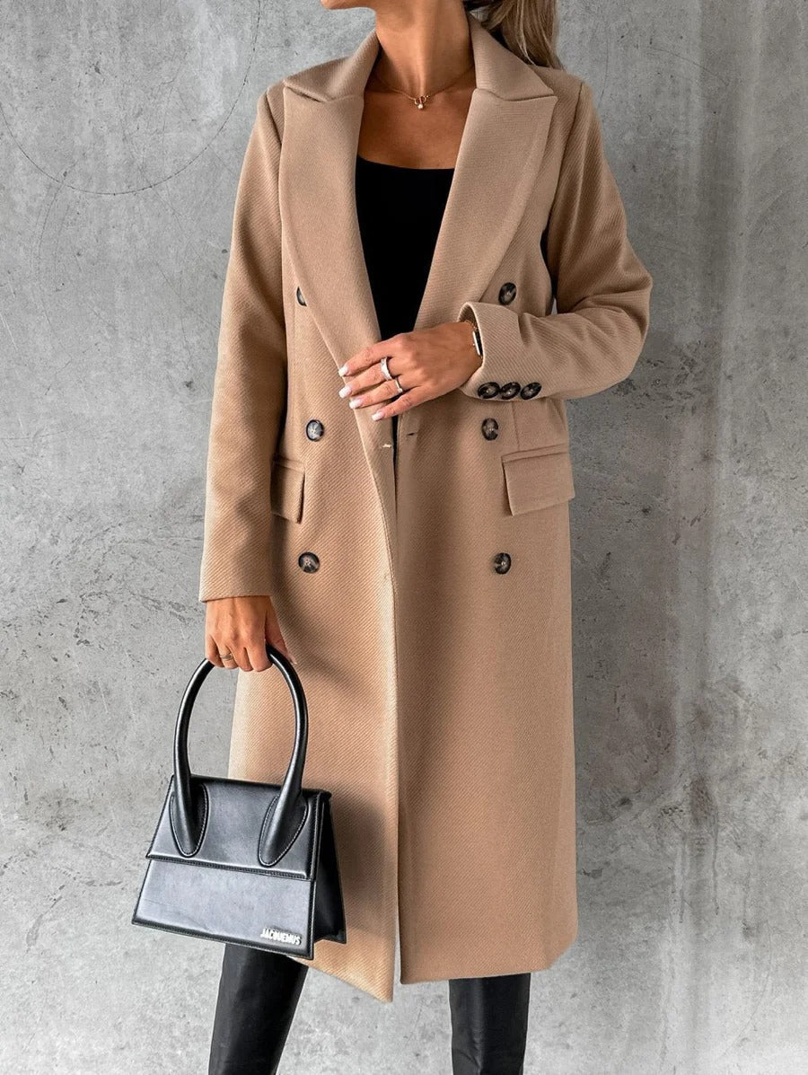 Manteau Élégant en Laine pour Femme | Couleur Unie et Col Montant