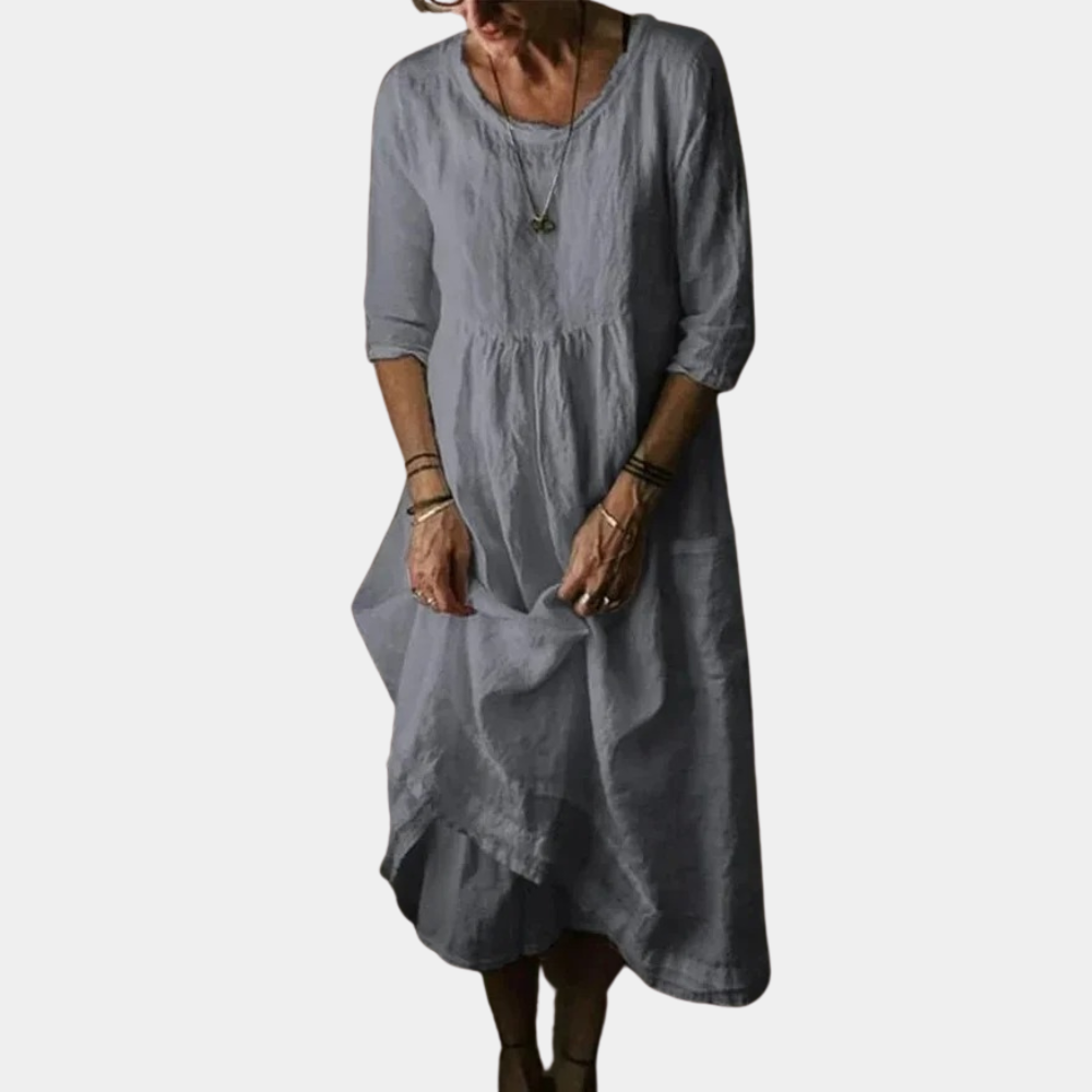Robe Rétro Mi-Longue en Coton