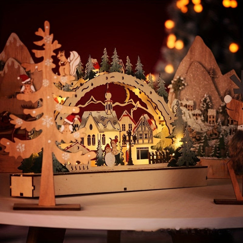 Décoration de Noël LED Villages en Bois pour Table - BlxckFR
