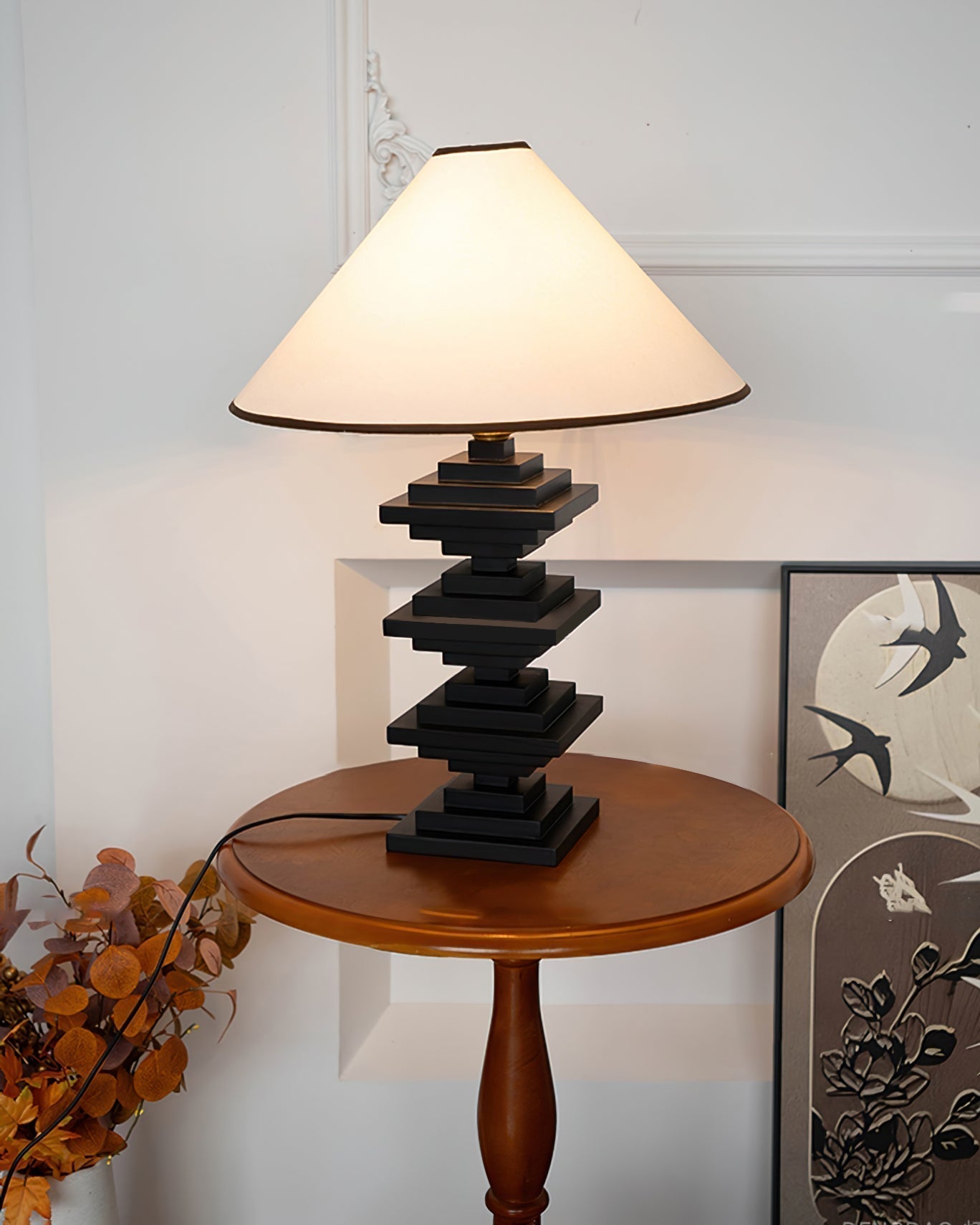 Lampe de Bureau en Bois Massif Élégante