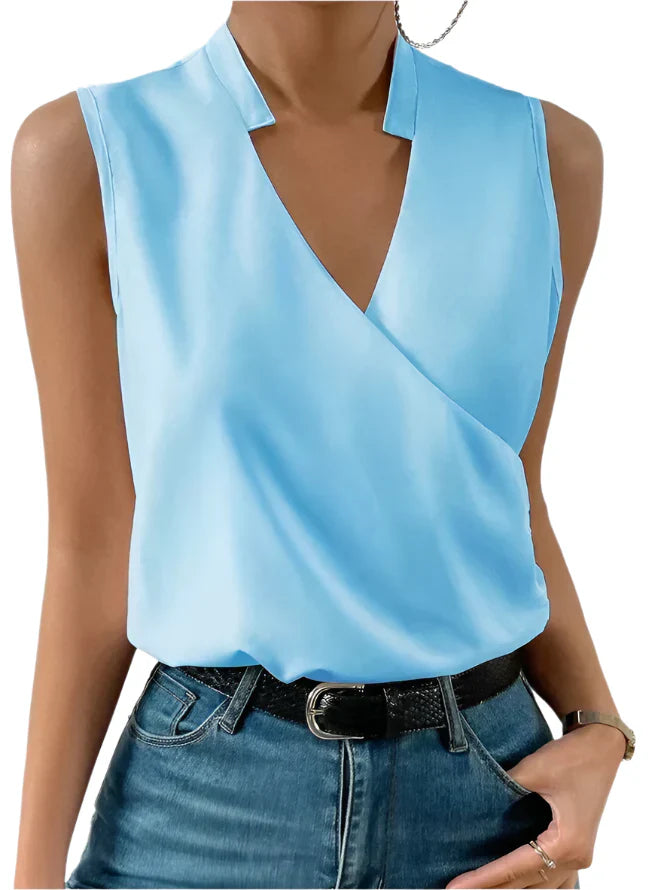 Blouse Femme Élégante Sans Manches Col en V
