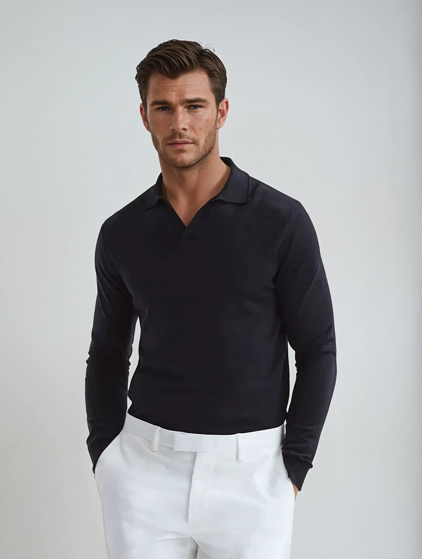 Polo Manche Longue Élégant Homme - Foivo