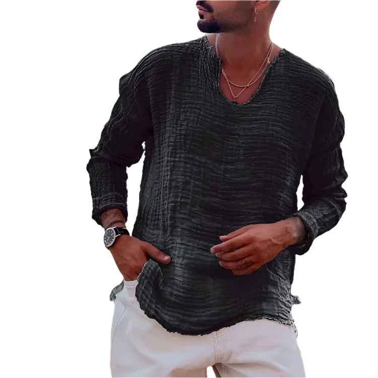 Chemise d'Été Légère pour Hommes avec Découpe en V