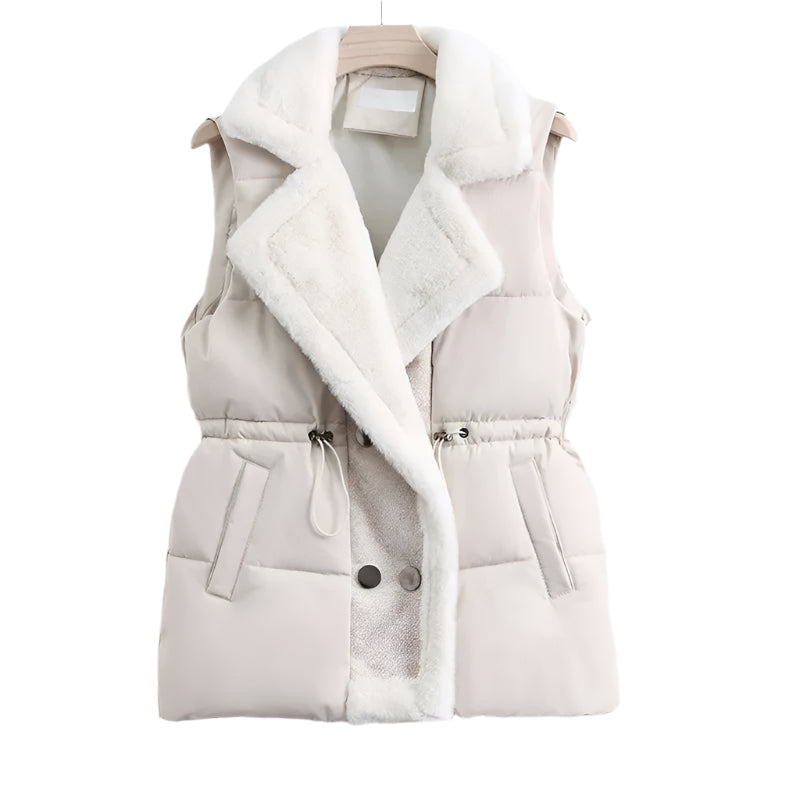 Gilet Douillet en Duvet de Luxe au Col en Fourrure Synthétique