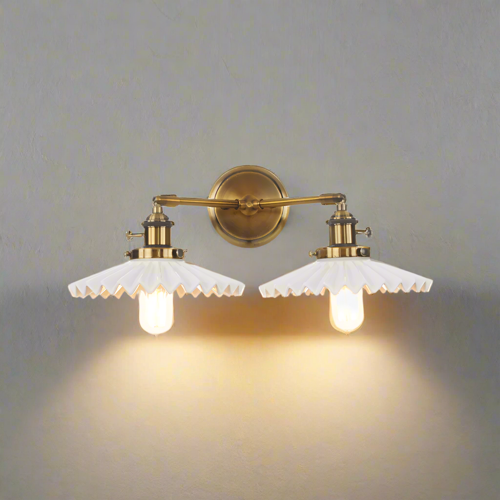 Lampe Murale Céramique - Éclairage Double Chic en Or Vintage - Foivo