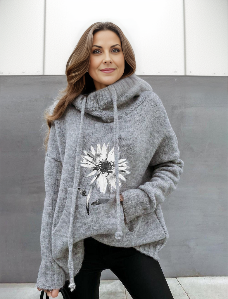 Hoodie Automne Florale Gris Clair - BlxckFR