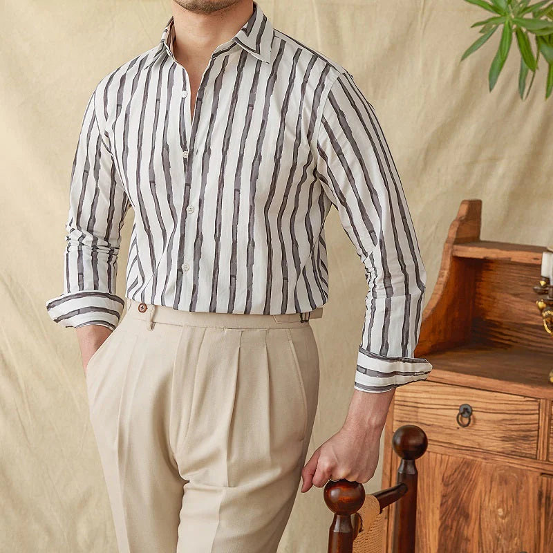Clarence | Timeless Narrow Stripe Linen Blend Shirt - Foivo