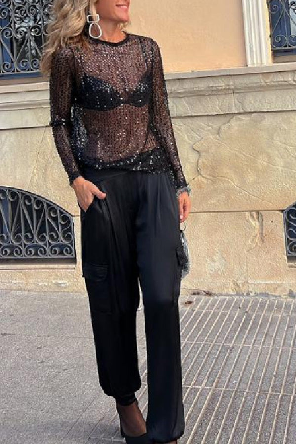 Blouse Élégante en Paillettes Femmes