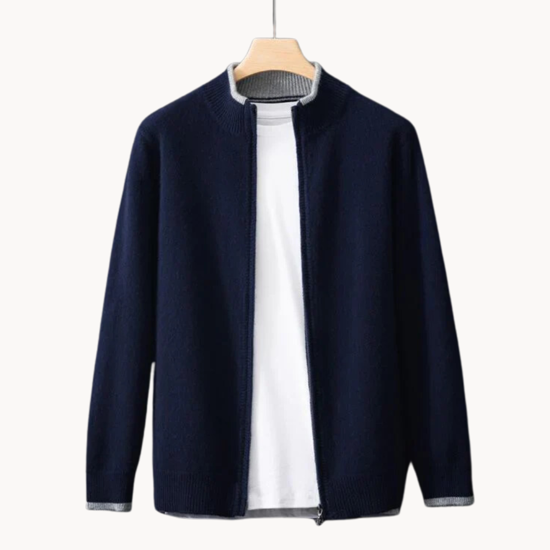Pull en Laine Mérinos Doux Zippé
