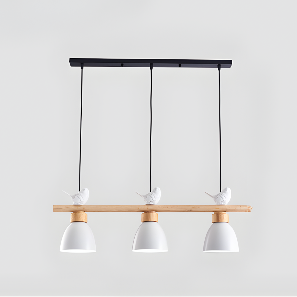 Lampe Suspendue Bois Massif et Métal Noir