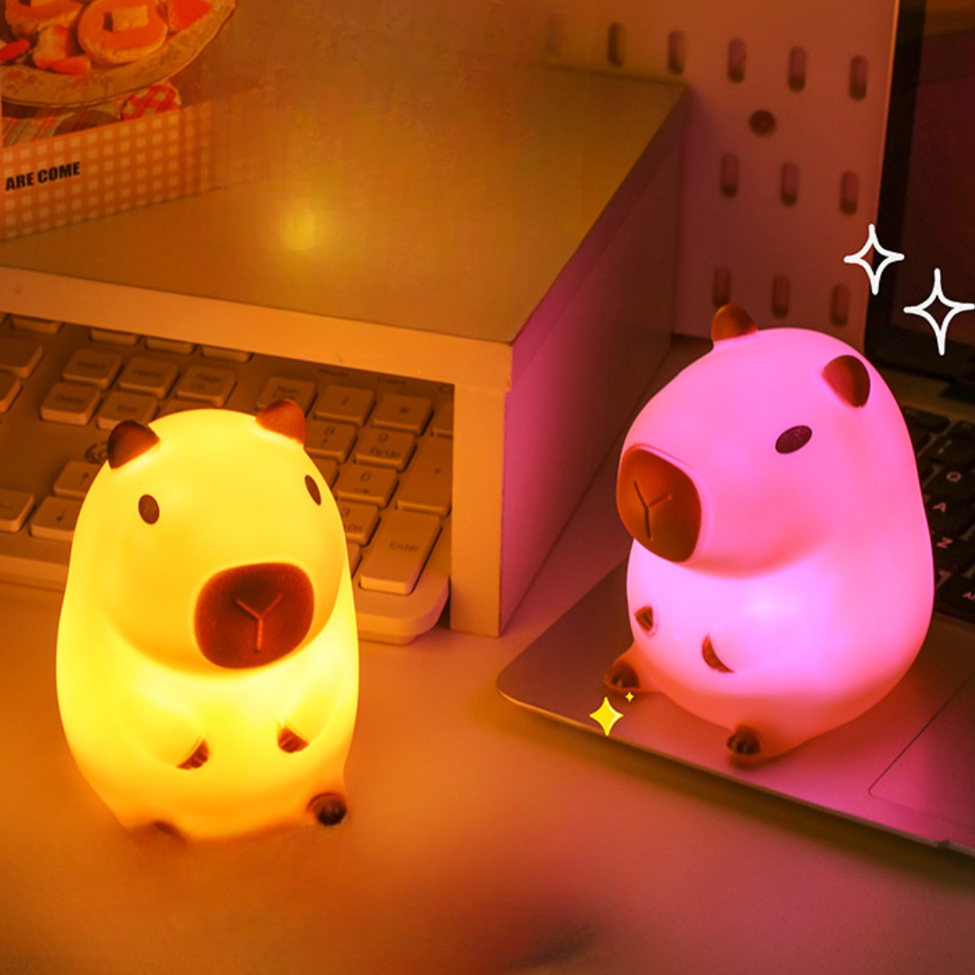 Lampe de Nuit Capybara Réglable en Silicone Doux