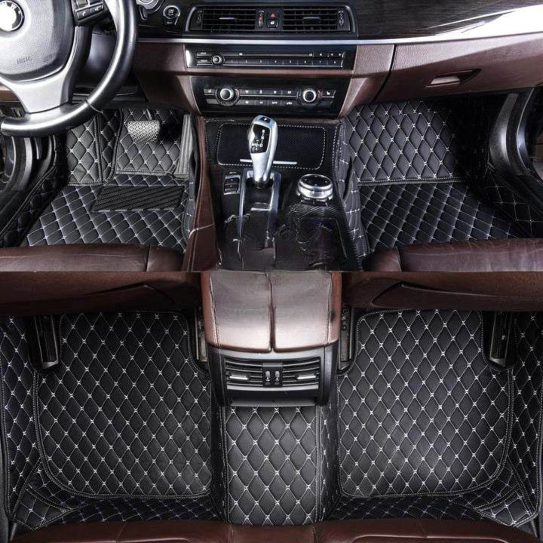 Tapis de Sol de Voiture Imperméable Cuir Noir Sur Mesure - BlxckFR