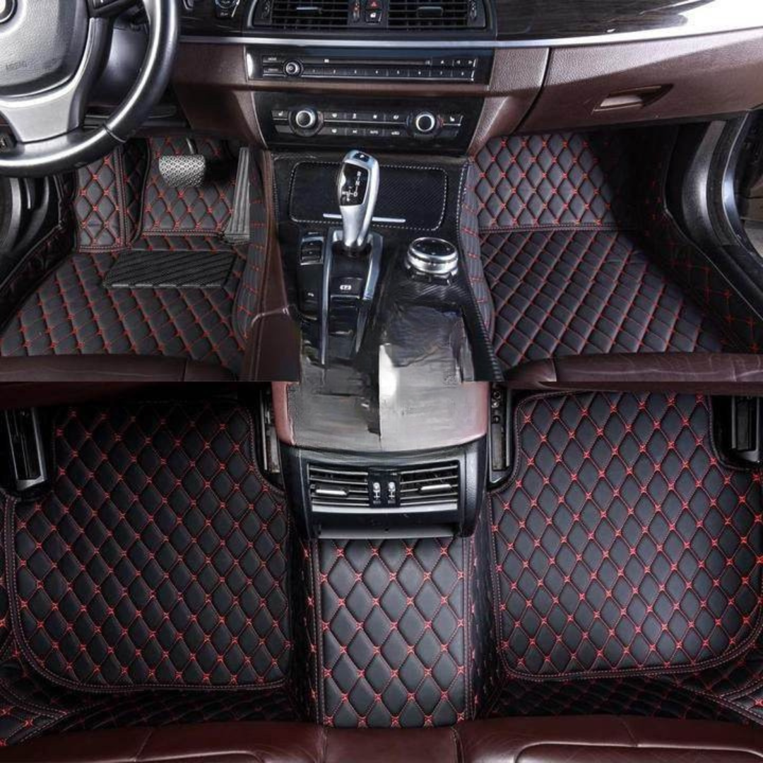 Tapis de Sol de Voiture Noir Rouge Cuir Étanche - BlxckFR
