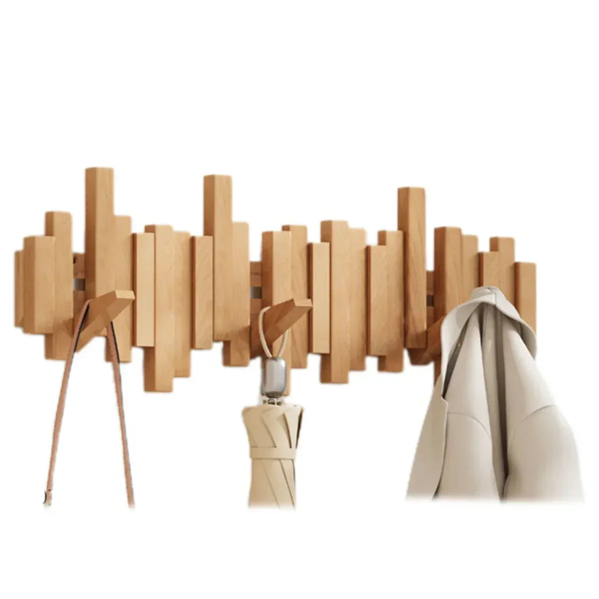 Porte-Vêtements Mural en Bois - Décoration Élégante & Rangement Pratique
