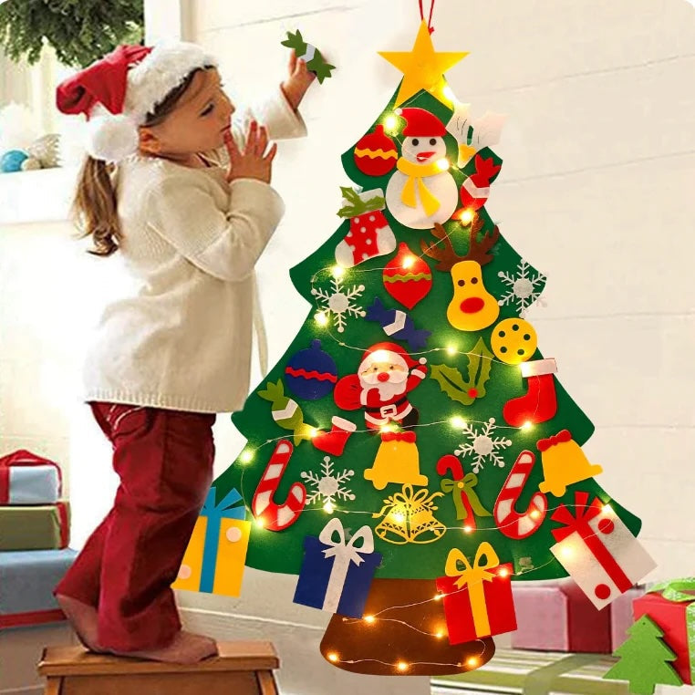 Arbre de Noël Murale Lumineux avec Décorations en Feutre - BlxckFR