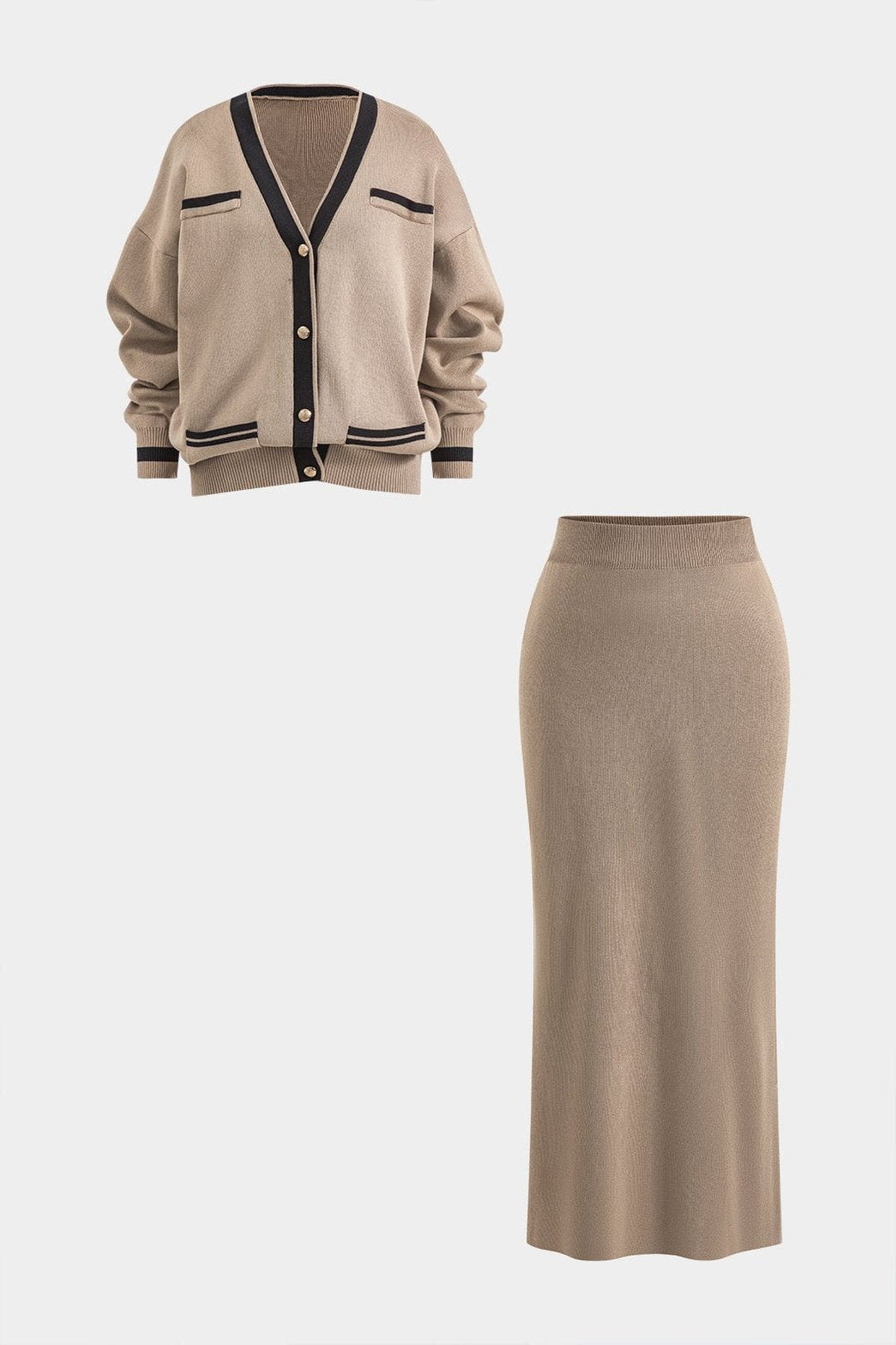 Cardigan et Jupe Tricotée Élégante - Foivo