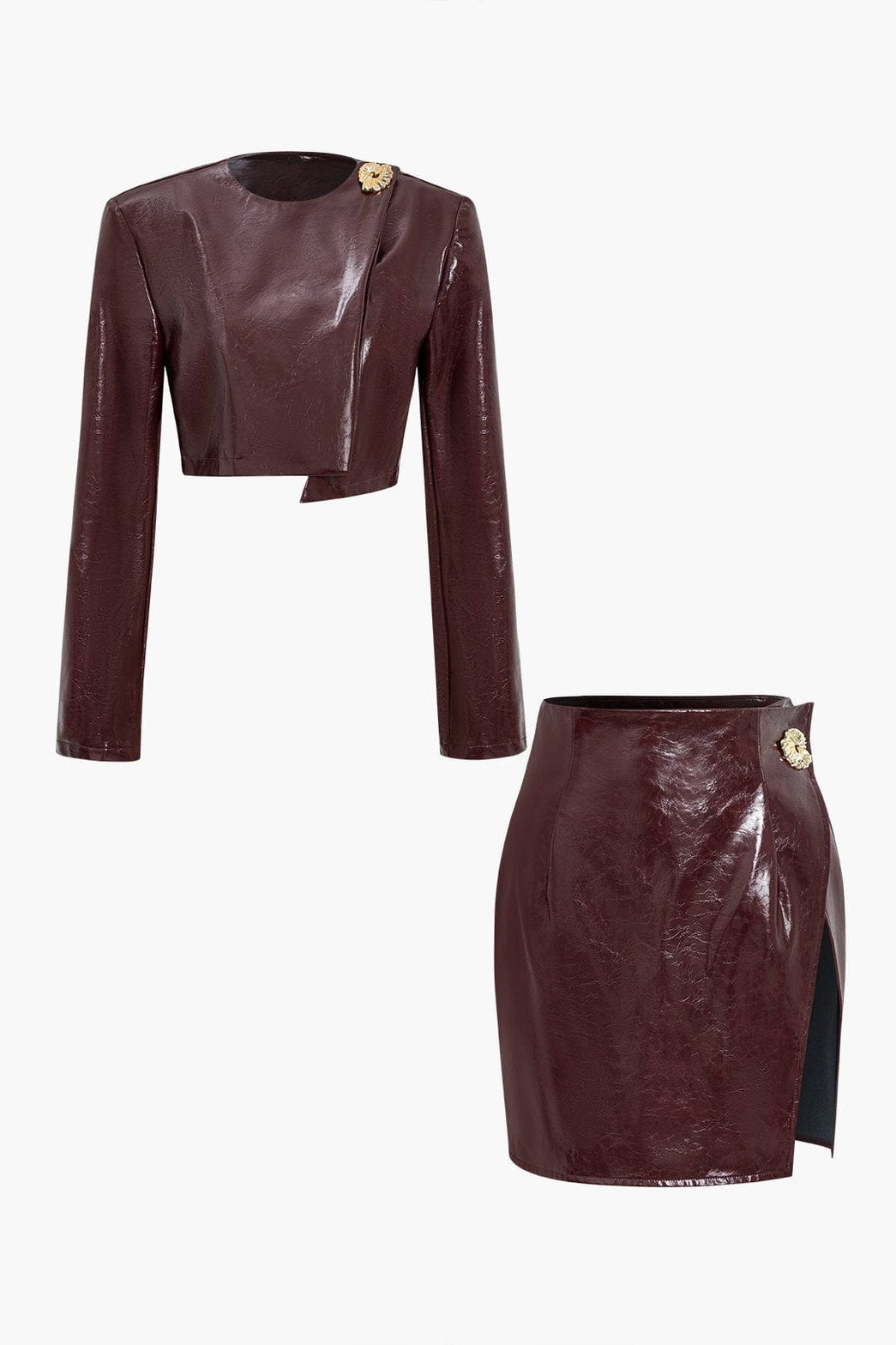 Robe Élégante Jupe et Haut en Cuir Écologique - Foivo