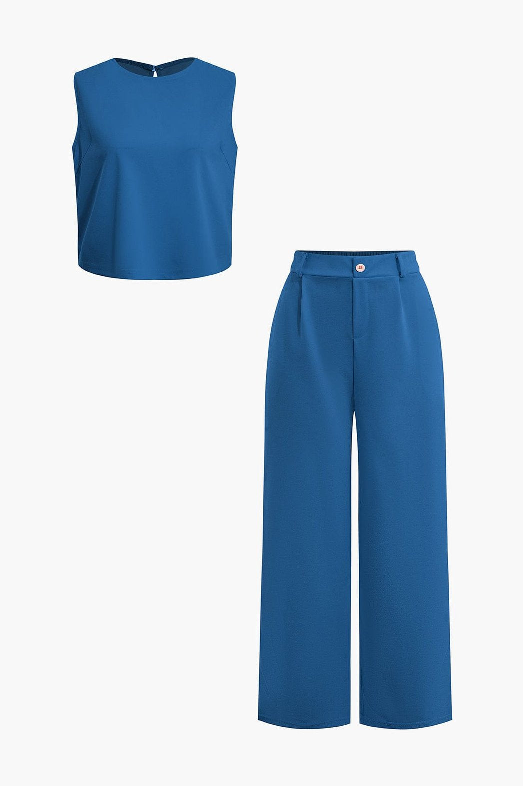Ensemble Élégant Pantalon Fluide et Haut Décolleté