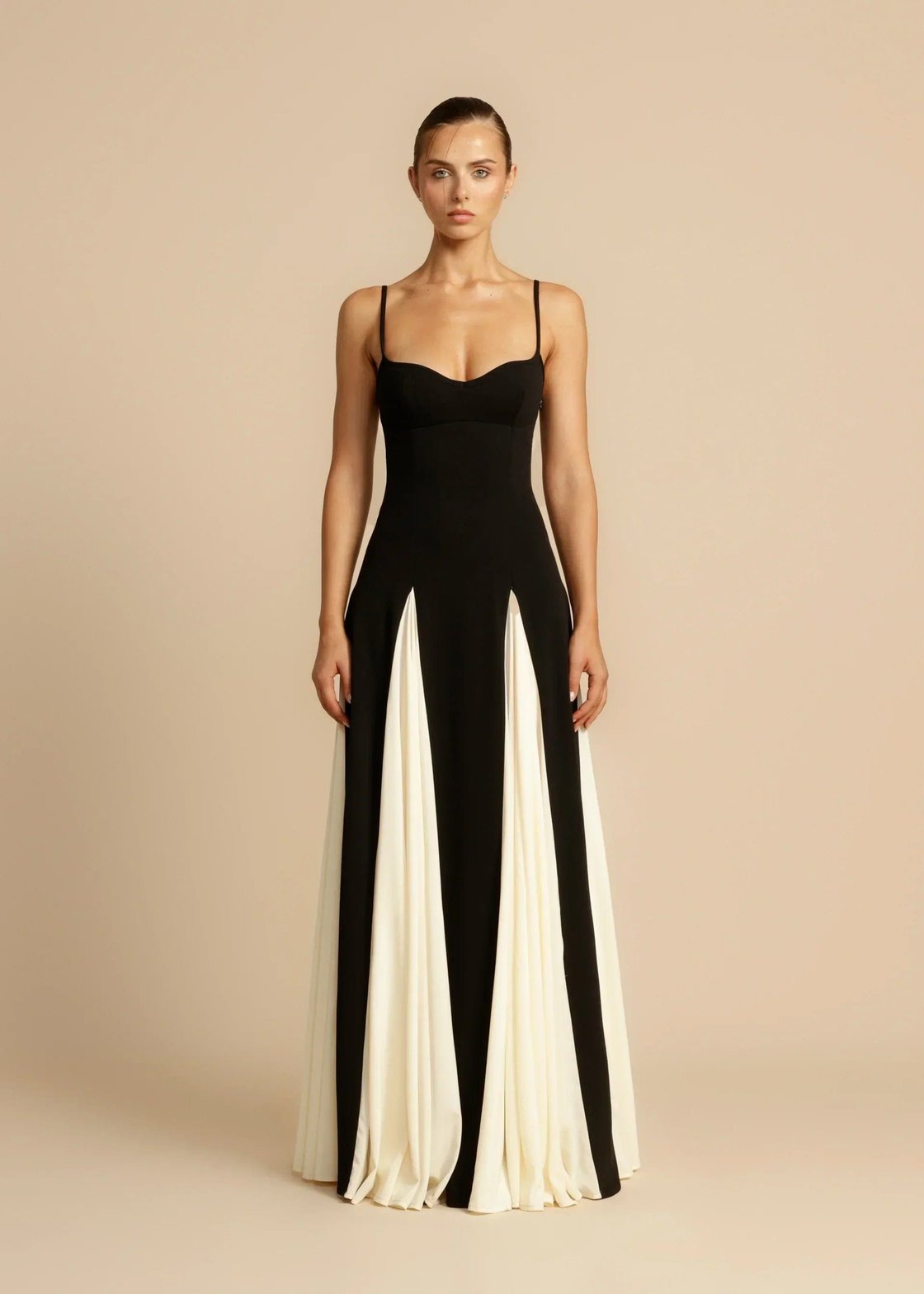 Robe Longue Plissée Chic Bicolore - Foivo