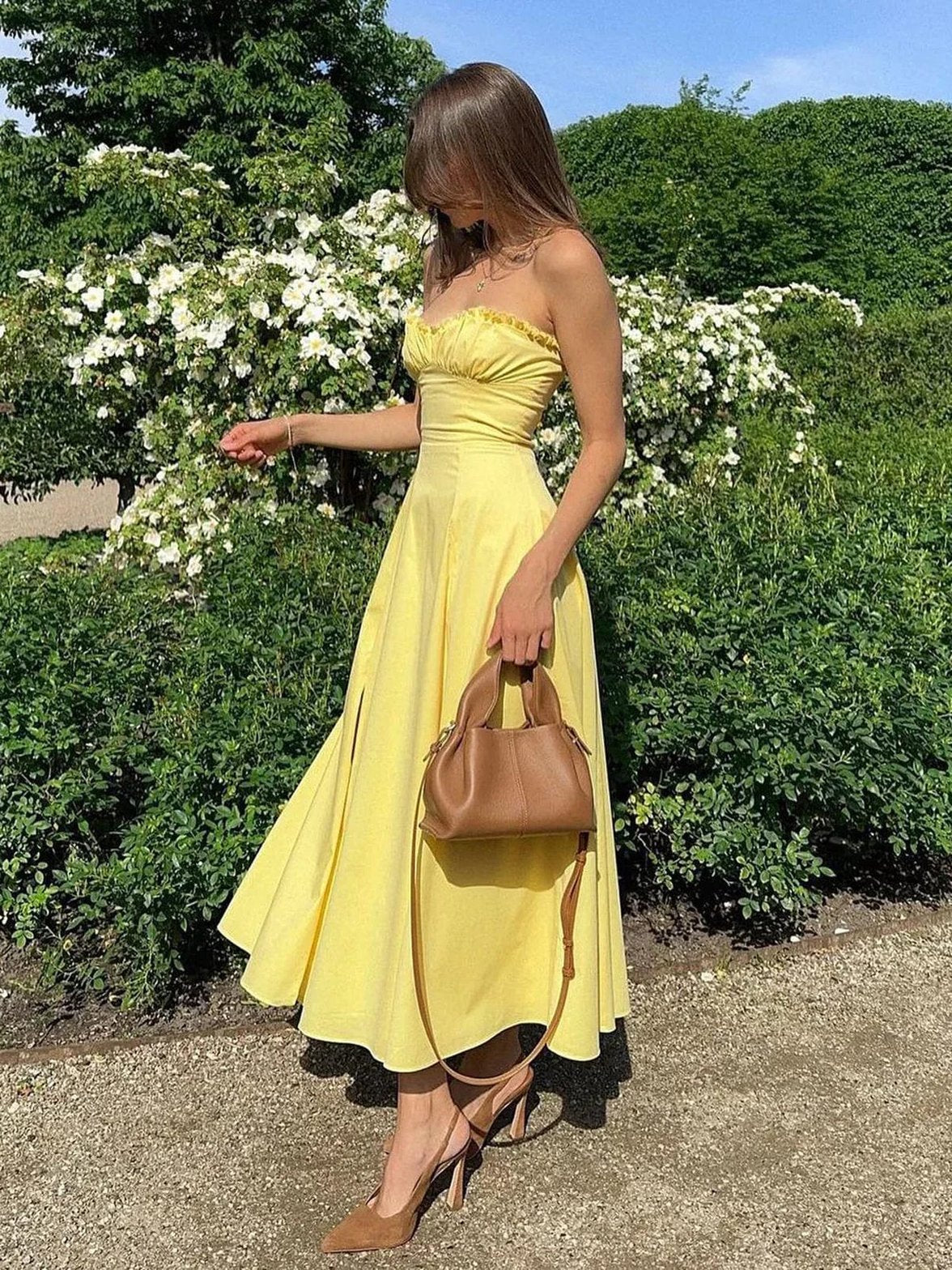Robe Été Courte Citronné Élégante - Foivo